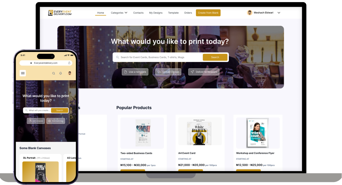 Sabiprints Platform Mockup